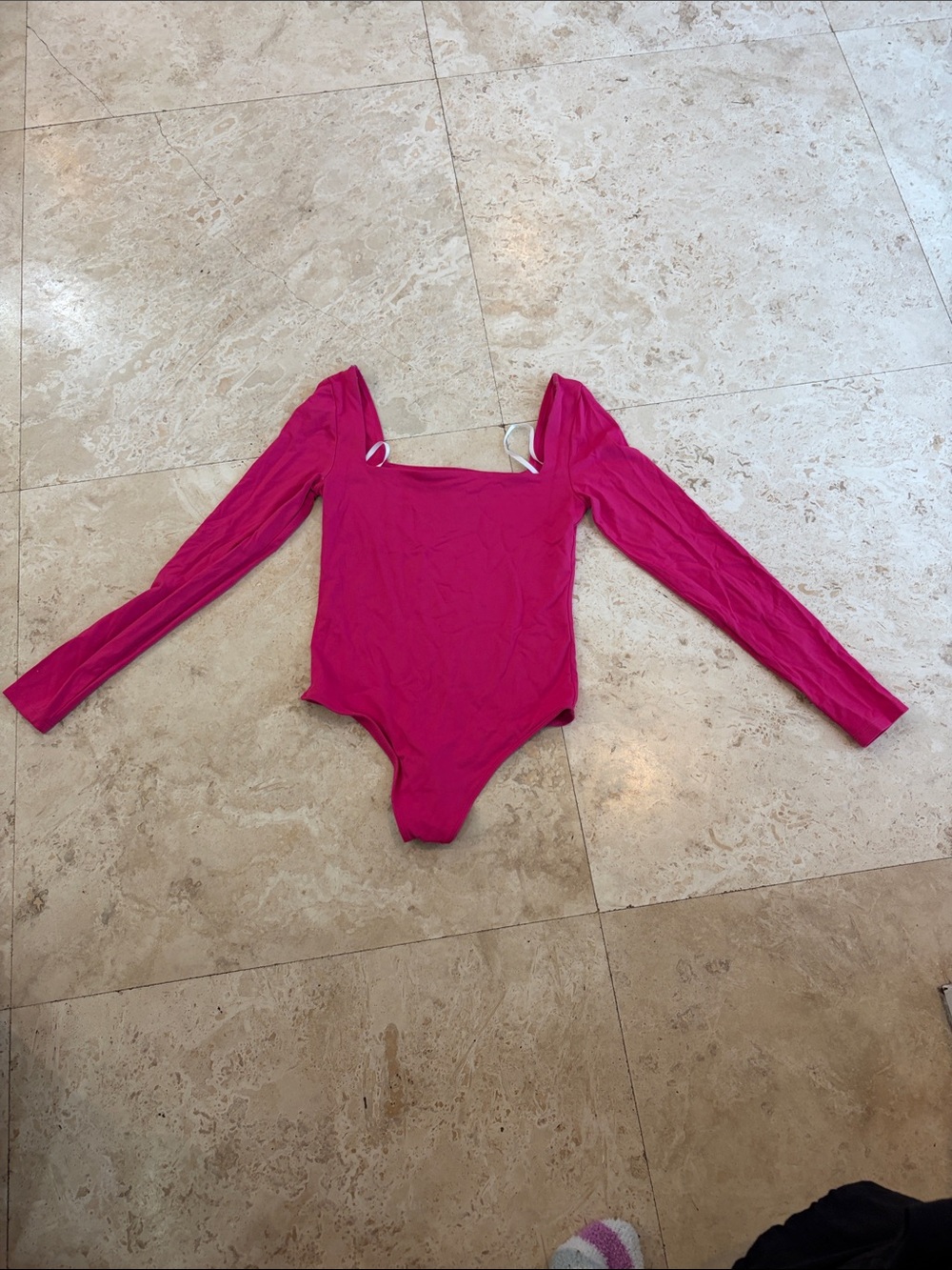 Babaton Hot Pink Long-Sleeve One-Piece Bodysuit